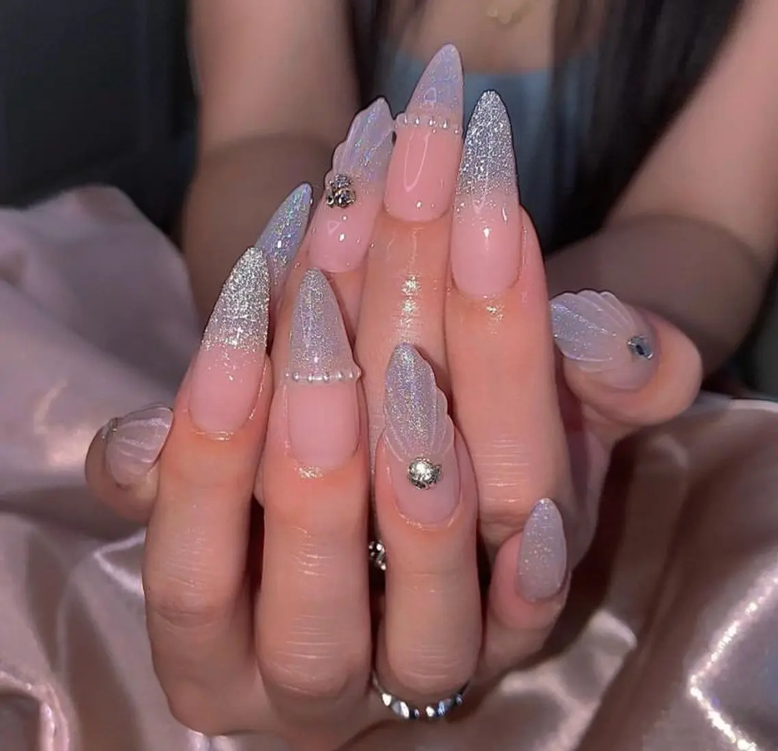 ネイル フレンチネイル ジェルネイル 韓国ネイル マグネットネイル マグネットフレンチ akina nailsのネイルデザイン