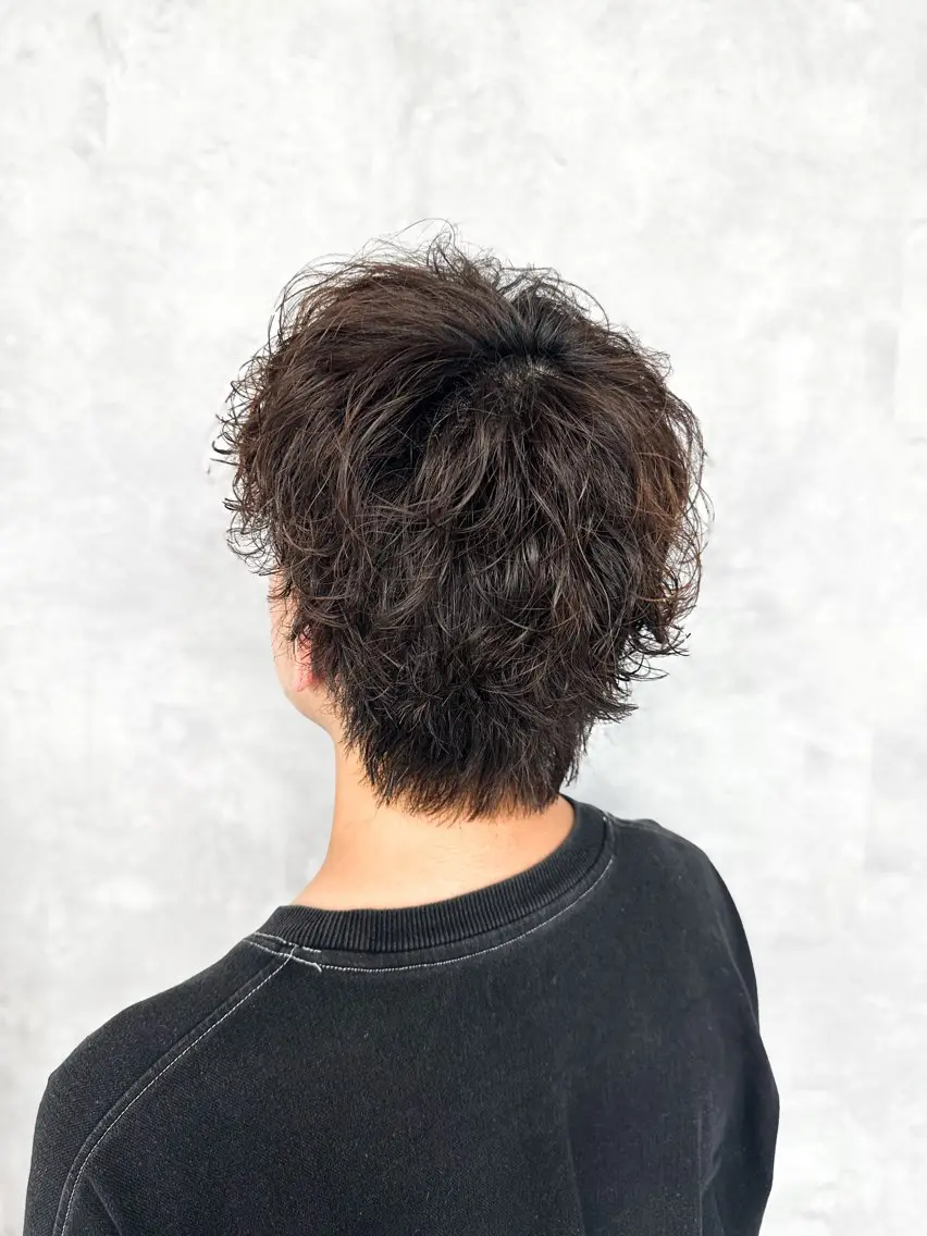 パーマ メンズ マッシュウルフ マッシュ メンズパーマ メンズウルフカット ウルフカット カット ヘアカラー パーマ 天神/メンズ/カラー パーマ【佐々木凌平】のヘアスタイル