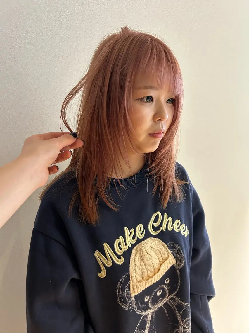 ミディアム カラー ベージュカラー ピンクカラー ヘアカラー ボブ/レイヤー ケンショウのヘアスタイル