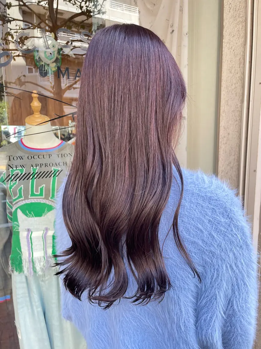 ロング カラー ブラウンカラー ピンクカラー ピンクブラウン バイオレットカラー バイオレットピンク ヘアカラー トリートメント CoCooN 店長 さのえみのヘアスタイル