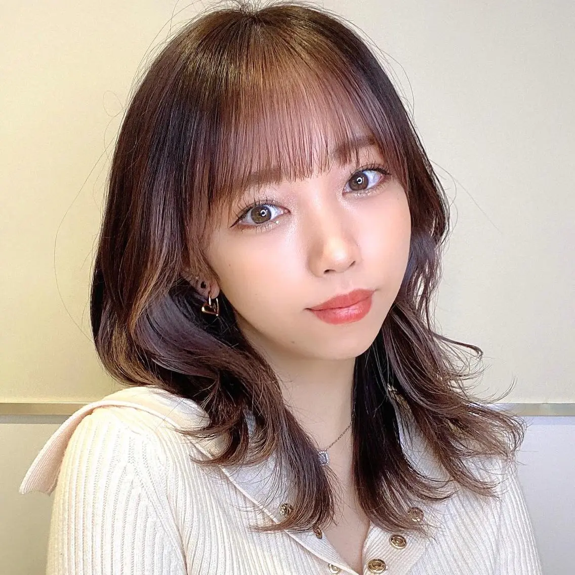 ミディアム カラー パーマ ヘアアレンジ 小野寺瑞希 /最小顔カットのヘアスタイル