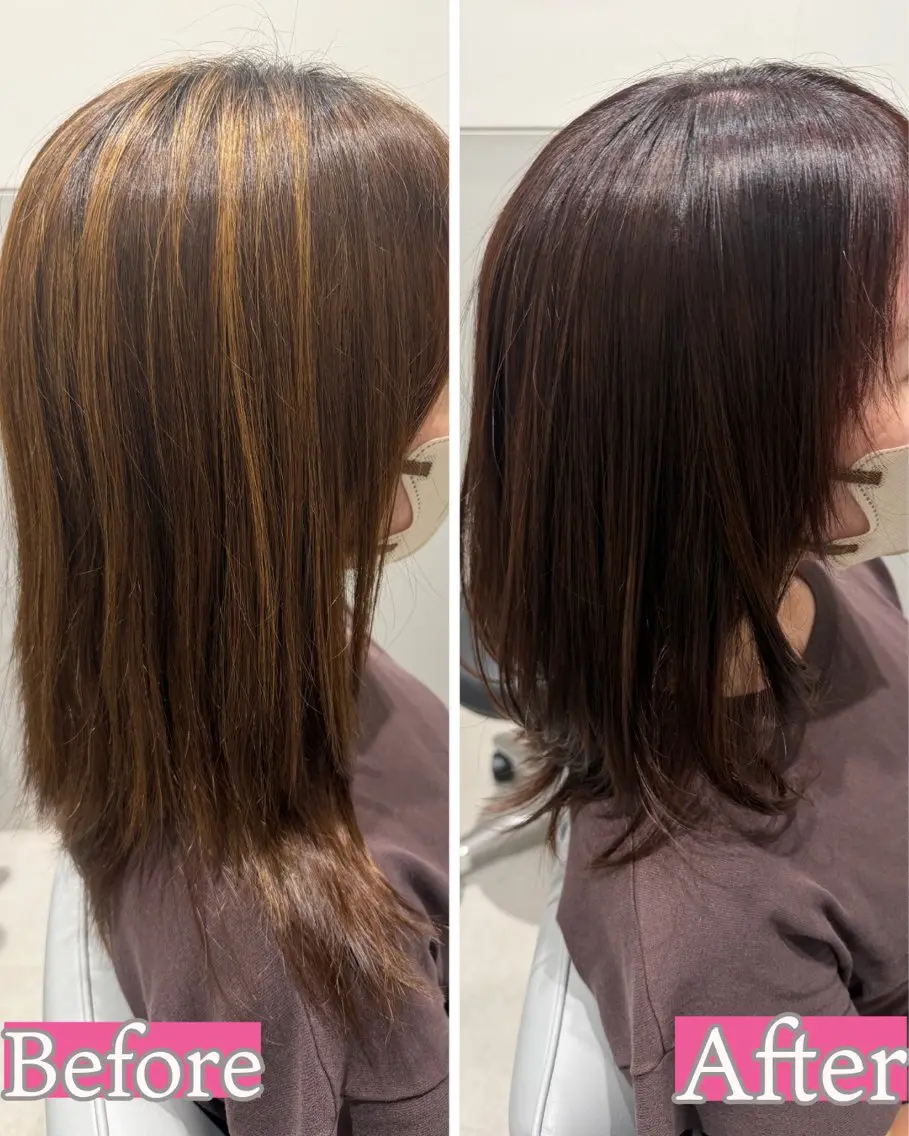 セミロング カラー ブリーチ ハイライトカラー ハイライト カット ヘアカラー 縮毛矯正 トリートメント 神戸/髪質改善特化 MORIGUCHIのヘアスタイル
