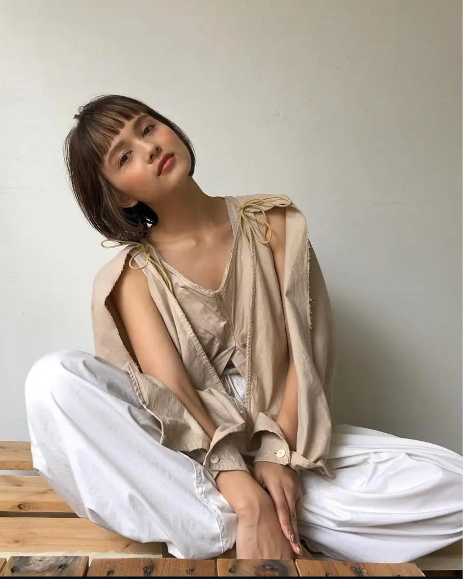 ショート カラー ミストバング イヤリングカラー  フェイスフレーミング インナーカラー happy  man 🌸大人の世界観🌸のヘアスタイル