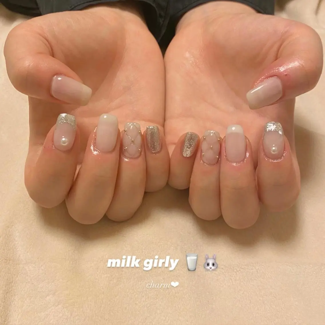 ネイル ガーリー 持ち込み シンプルネイル nail salon charmのネイルデザイン