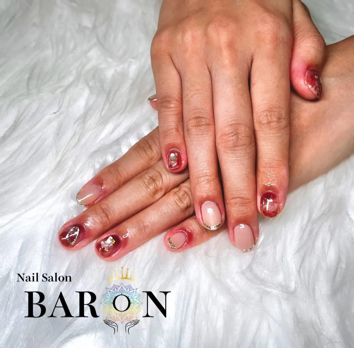 ネイル ブラウン ニュアンスネイル ハンドネイル ☆SAKI☆ BARON 店長のネイルデザイン