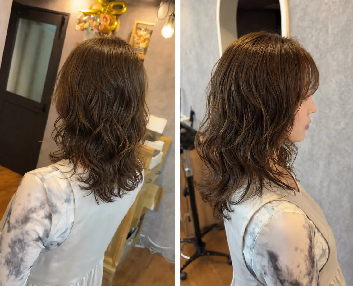 セミロング カット パーマ トリートメント cocoa船橋🦄 chinamiのヘアスタイル