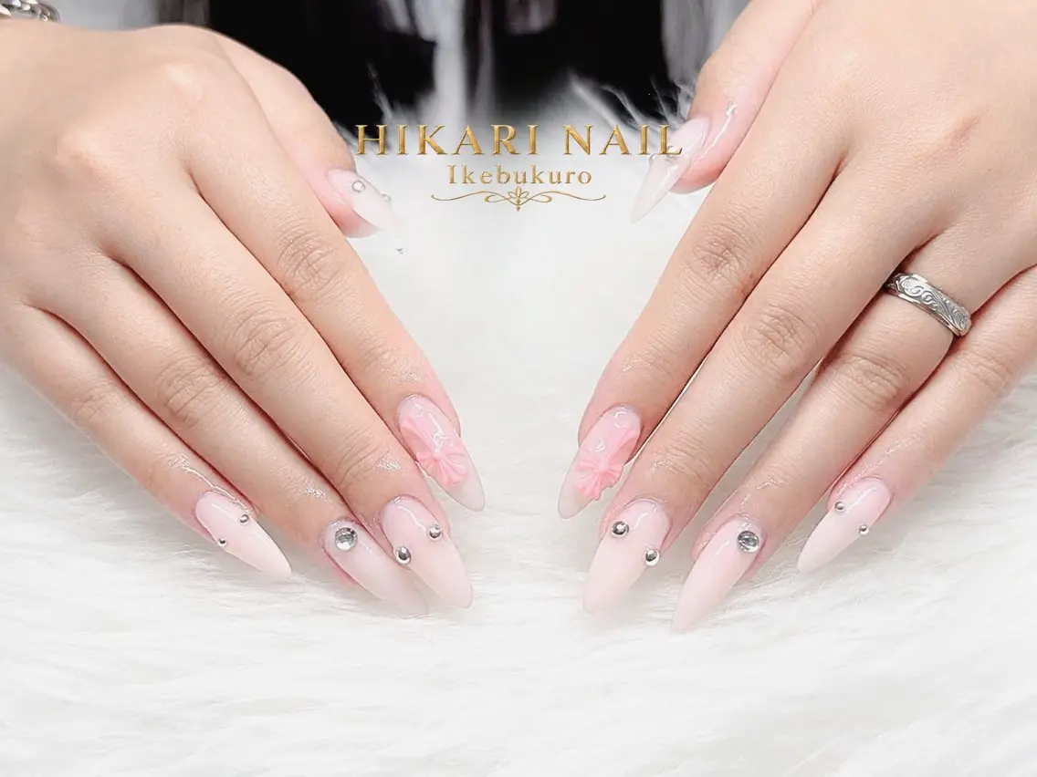 ネイル チークネイル 長さ出し フレンチネイル ガーリー ハロウィン ハンドネイル HikariNail Ikebukuroのネイルデザイン