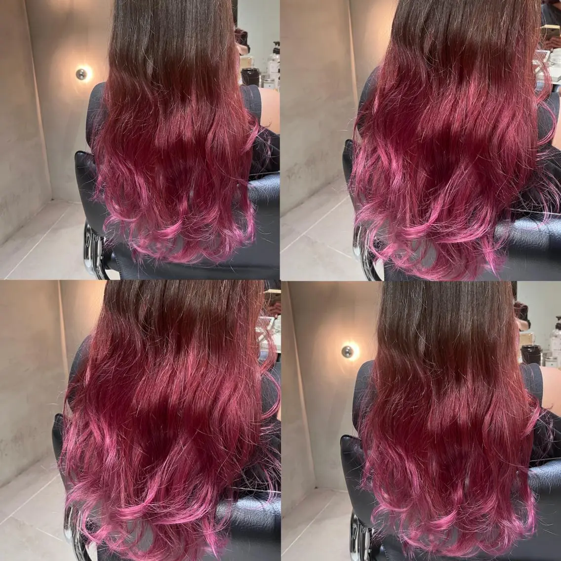 ロング カラー ダブルカラー グラデーションカラー ハイトーンカラー ピンクカラー カジュアルを女っぽく 𝗮𝘆𝗮𝗰𝗼のヘアスタイル
