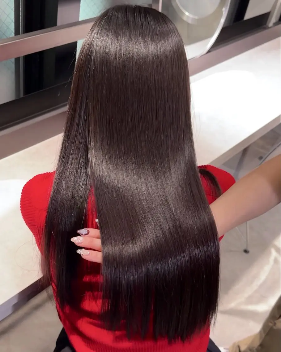 ロング カラー パーマ ストレートパーマ 縮毛矯正 レイヤーカット 韓国ヘアayameのヘアスタイル