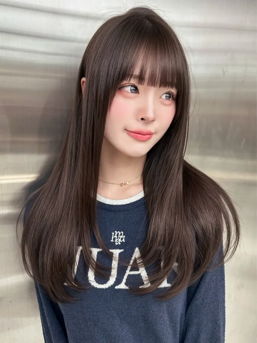 ロング カラー カット ヘアカラー トリートメント 🇰🇷韓国レイヤー ハッシュカット🥀のヘアスタイル
