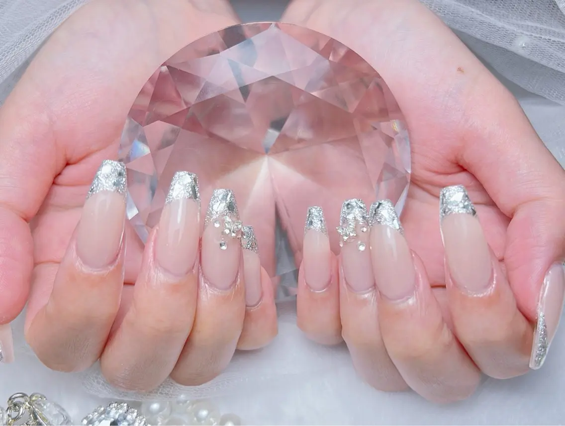 ネイル アートネイル オーロラネイル チークネイル 長さ出し フットネイル Miya _nailのネイルデザイン