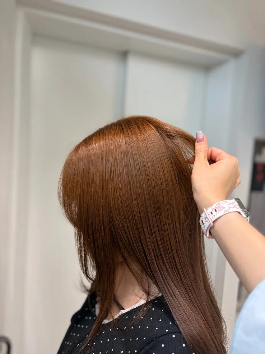ロング カット ヘアカラー トリートメント Sakuraෆ˚* 透け感ベージュ🥨のヘアスタイル