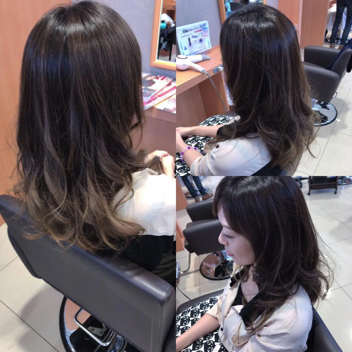 ミディアム セミロング カラー レイヤーカット匠 イソザキノリユキのヘアスタイル
