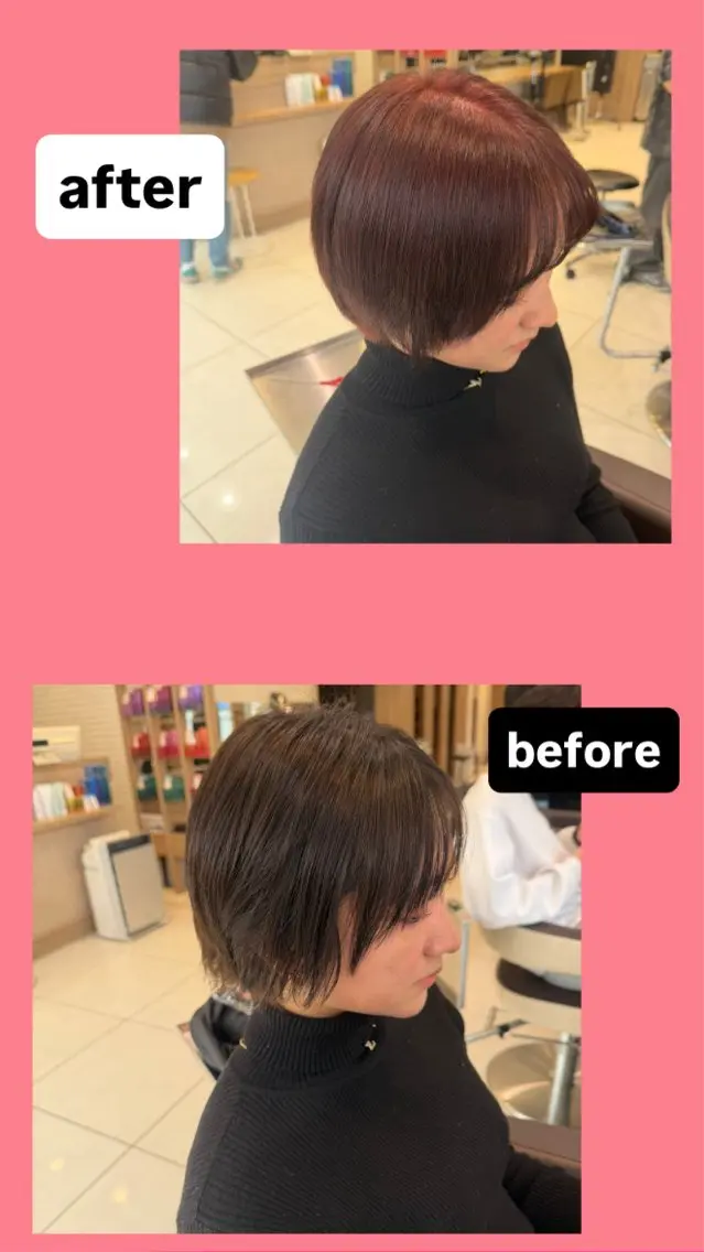ショート カラー レッドカラー 極艶縮毛／髪質改善／ KOTAのヘアスタイル