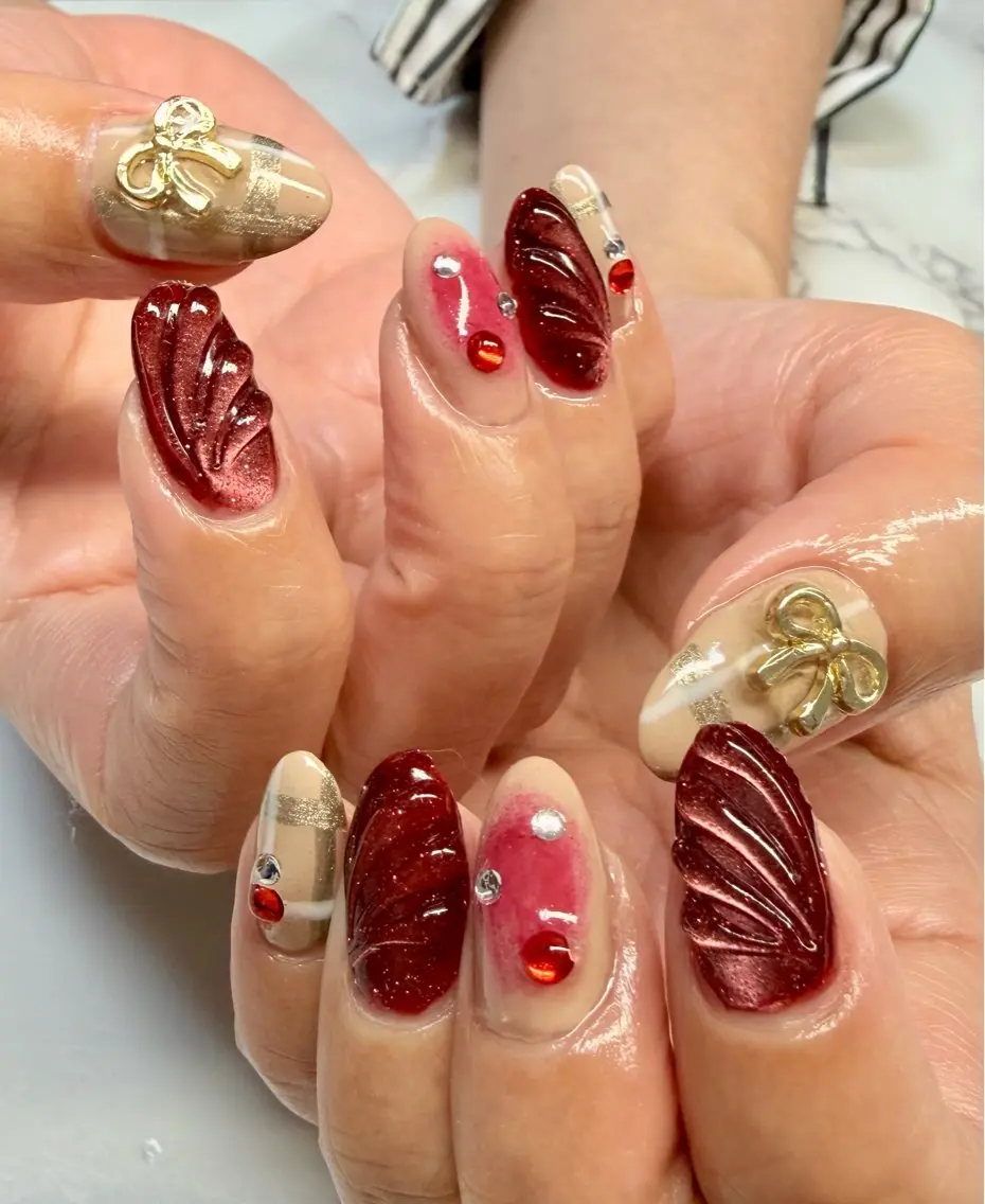 ネイル アートネイル チークネイル フラッシュネイル フラッシュマグ フレンチネイル Mai’s nailのネイルデザイン