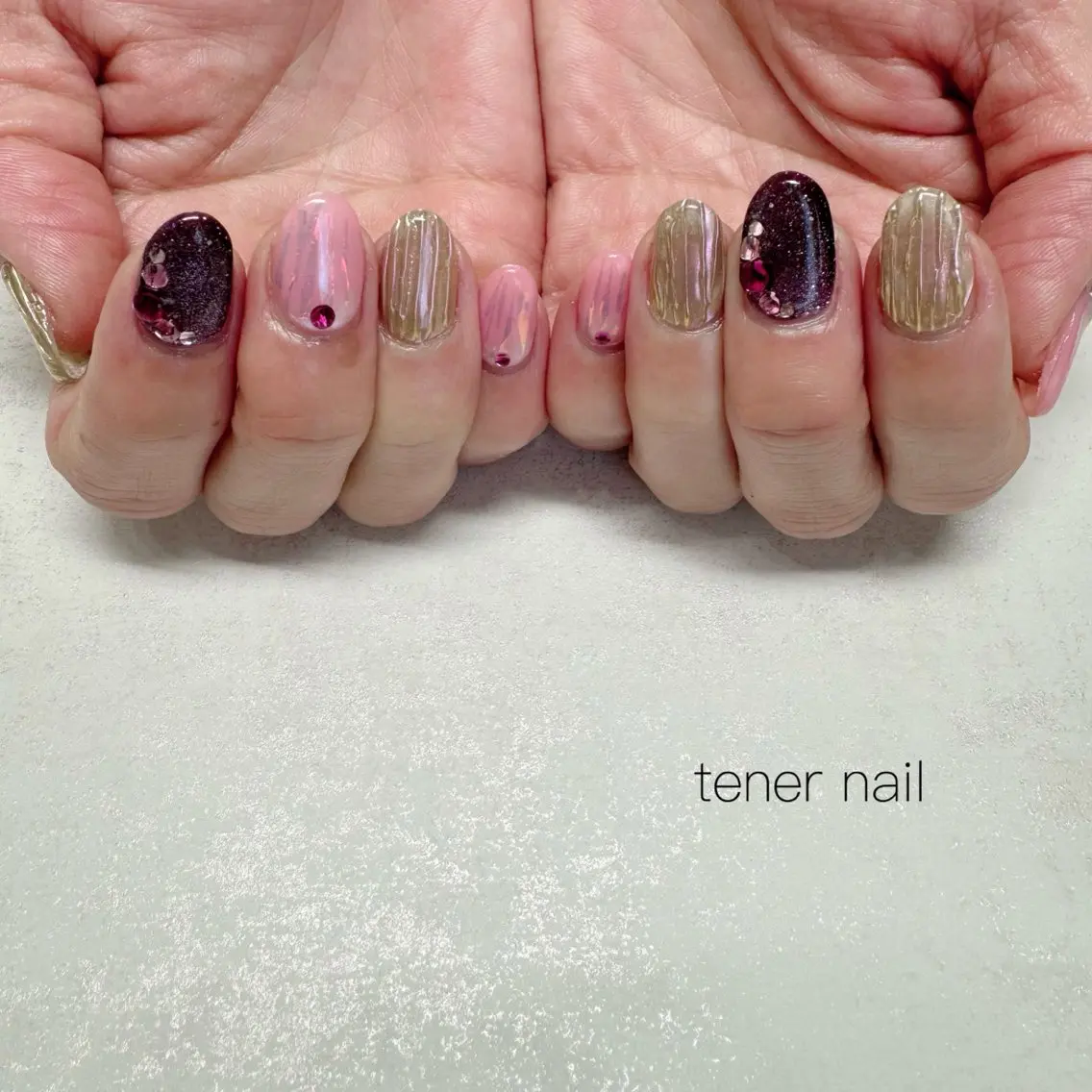 ネイル キラキラネイル ニュアンスネイル ストーンネイル ハンドネイル テネルネイル tener nailのネイルデザイン