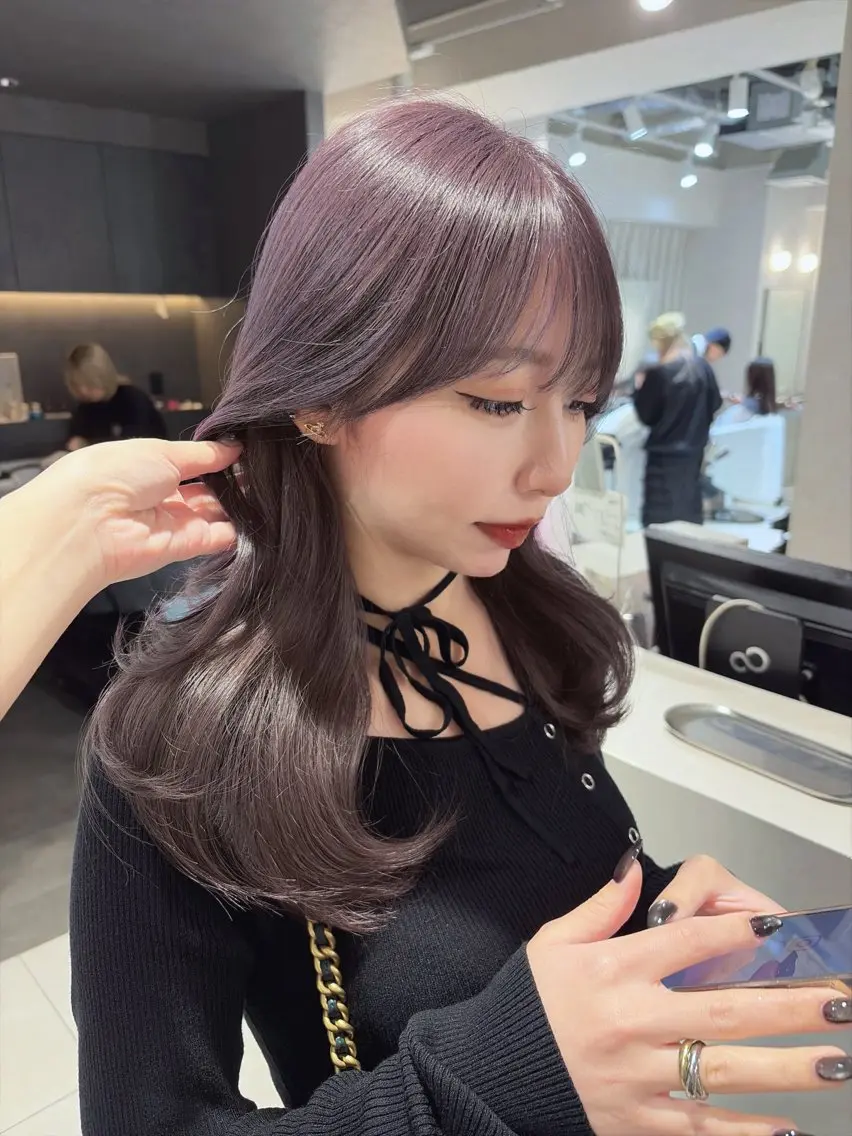 ロング カラー グレージュ ラベンダーカラー ラベンダーグレージュ ラベンダーグレー カット ヘアカラー トリートメント 韓国レイヤー×モテ髪 /MITSUKI🤍のヘアスタイル