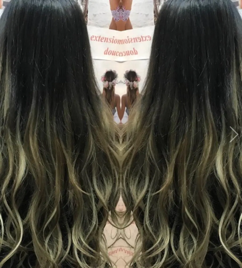 ロング パーマ チビ編み込みエクステ シールEXどぅ〜すのヘアスタイル
