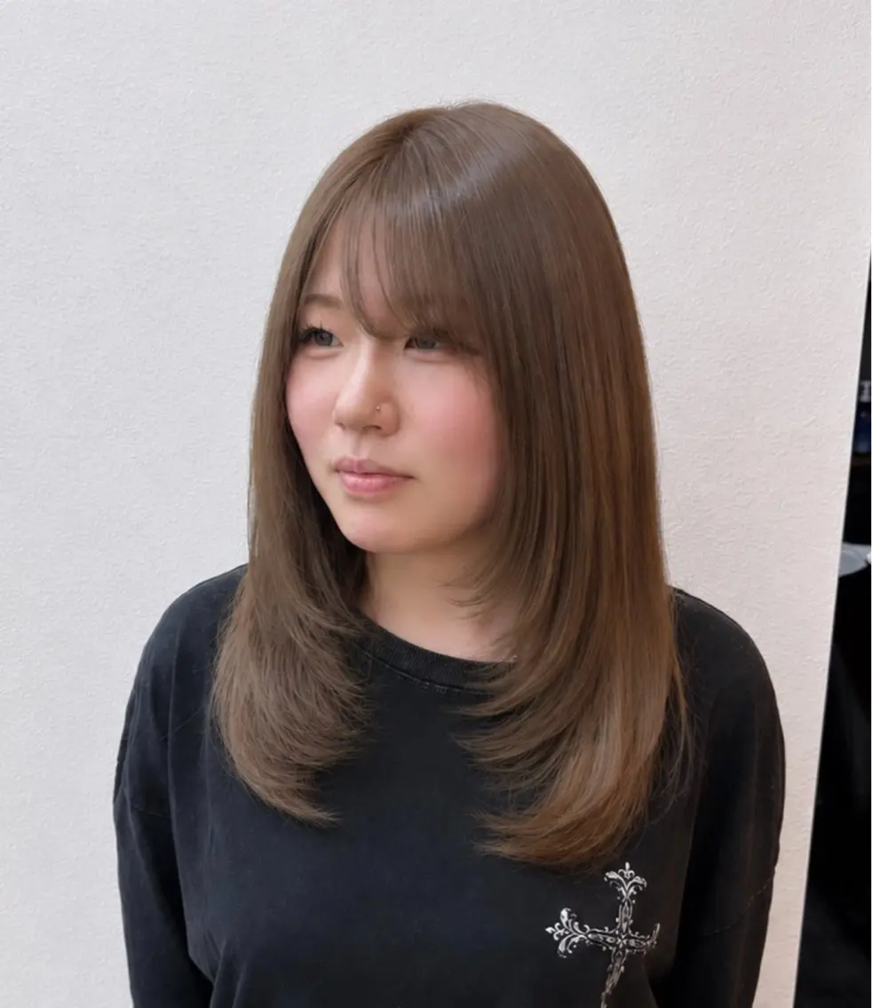 セミロング 顔周りカット レイヤーカット ラーム 松江学園店/ UNAのヘアスタイル