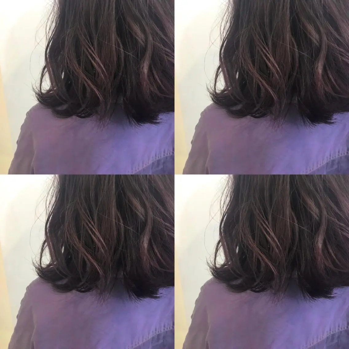 セミロング カラー パープルカラー 渋谷ブリーチカラー 韓国ヘアyuikoのヘアスタイル