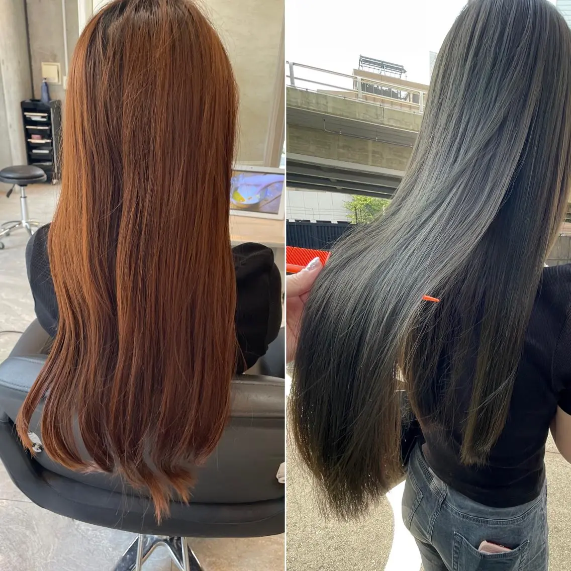 ロング カラー オレンジ 美髪× ヘアセット✨Araiのヘアスタイル