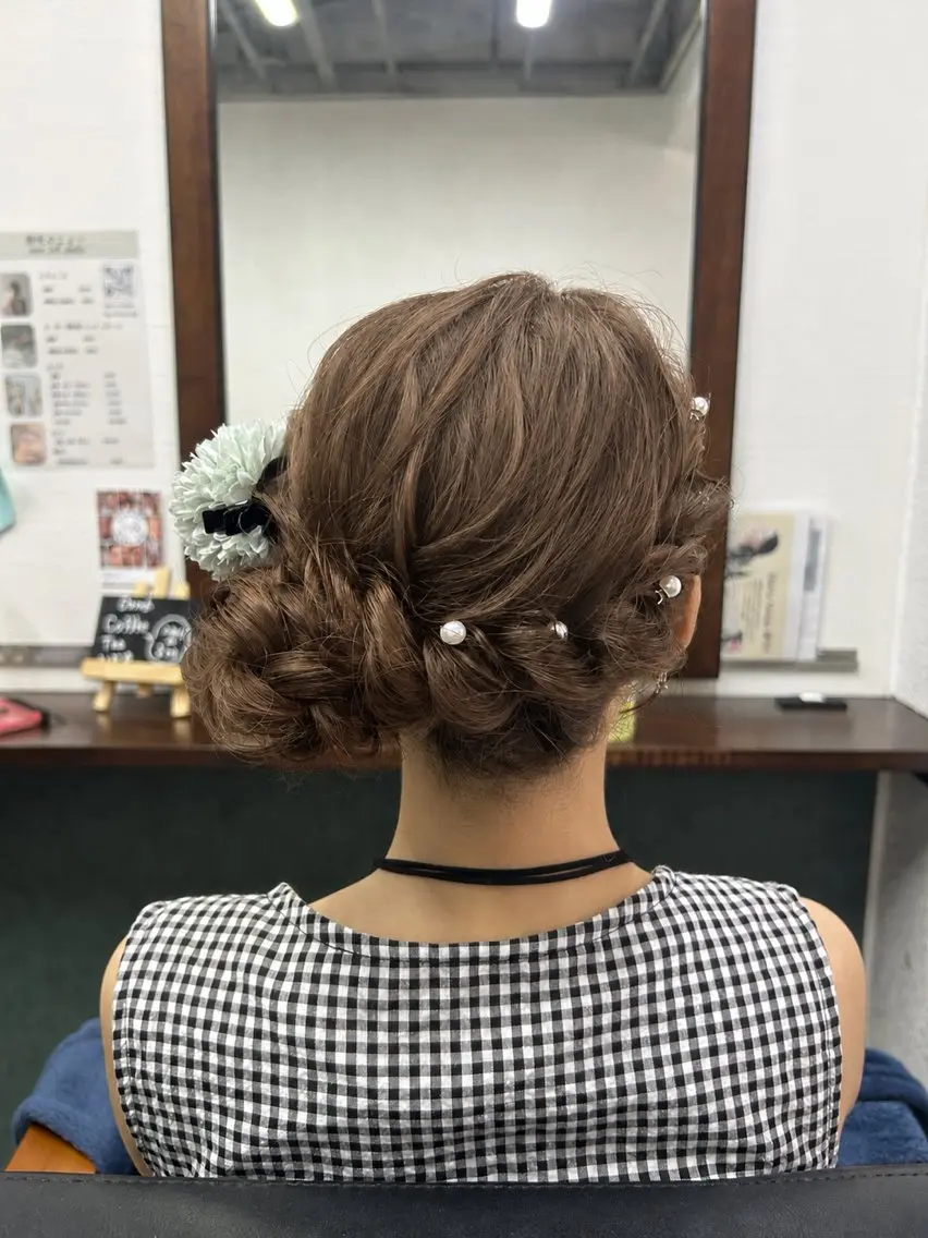 セミロング ヘアアレンジ 浴衣 ヘアセット 【ヘアアレンジ】 Mei🍀🫧のヘアスタイル
