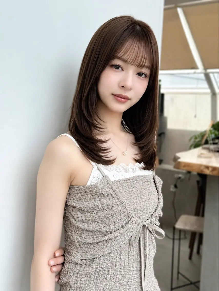セミロング カット ヘアカラー トリートメント 🦋韓国風レイヤー/ 艶髪矯正🦋凛太郎のヘアスタイル