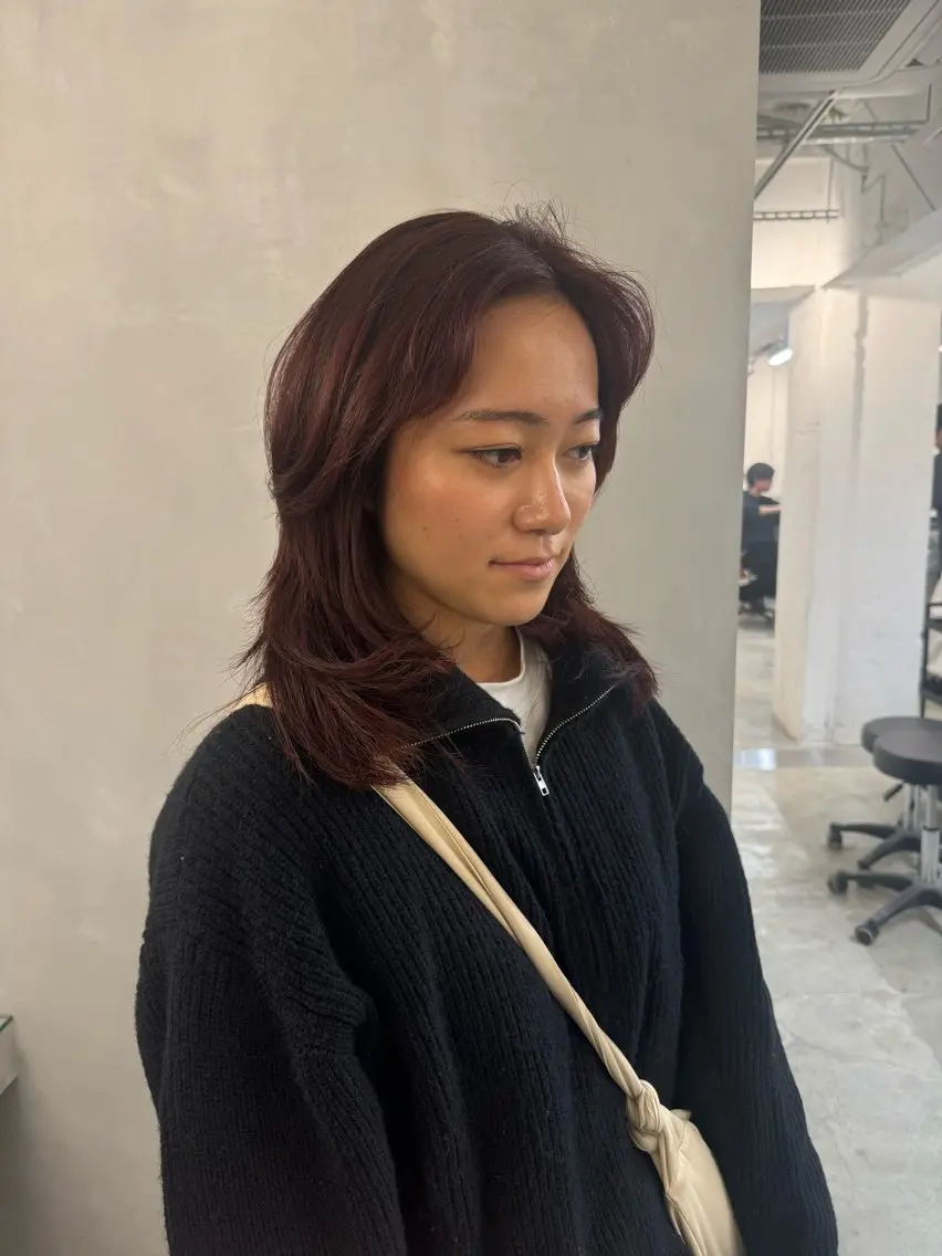 セミロング ヘアカラー トリートメント 新宿/顔周りカット +レイヤー=しずく♩のヘアスタイル
