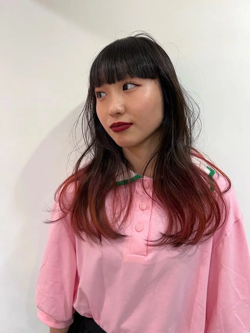 セミロング 狐カラー 似合わせレイヤー ＆縮毛矯正のヘアスタイル
