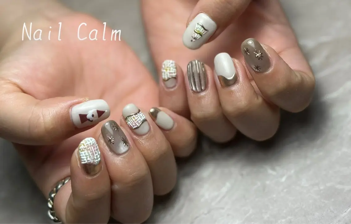 ネイル 冬ネイル クリスマス ハンドネイル プライベートサロン Calmのネイルデザイン