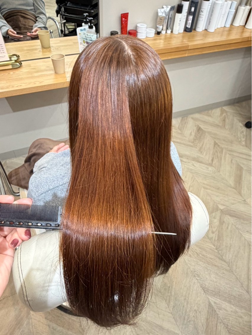 ロング カラー ブラウンカラー ヘアカラー トリートメント resort 嵯峨店 永井のヘアスタイル