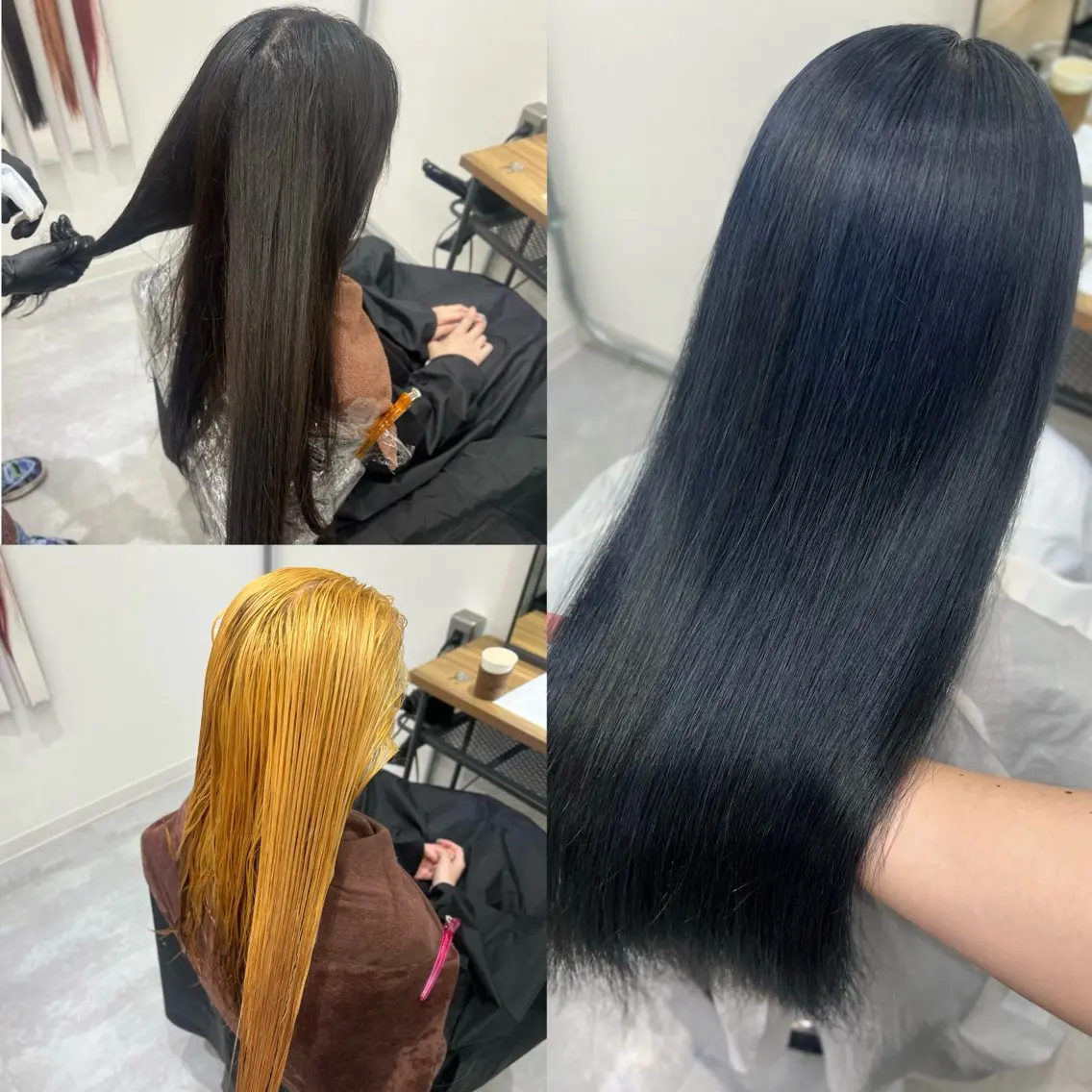 ロング カラー シールエクステ ブリーチ ブルーカラー 透明感カラー デザインカラー ショート/ウルフ カットモデル募集のヘアスタイル