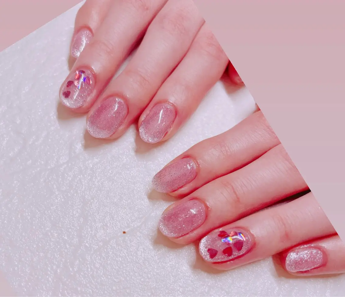 ネイル グラデーション ハート マグネットネイル ハンドネイル happiness nailのネイルデザイン