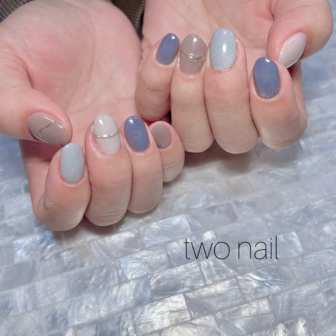 ネイル アートネイル ネイルチップ ホワイト ハンドネイル two nailのネイルデザイン