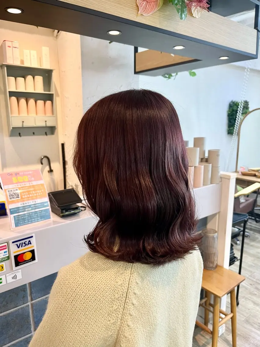 ミディアム ピンクラベンダー カット ヘアカラー トリートメント なつな/ 透明感カラーのヘアスタイル