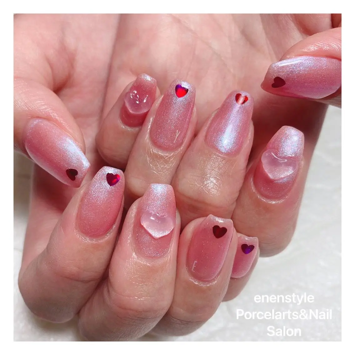 ミディアム ネイル ハンドネイル 🐾enen style 🐾のネイルデザイン