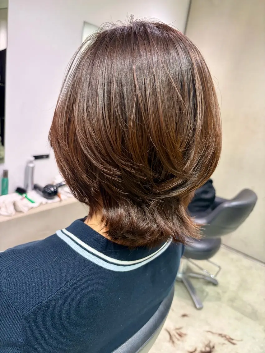 ミディアム ボブ くびれヘア 外ハネヘア 鶴見/星野 夏輝のヘアスタイル
