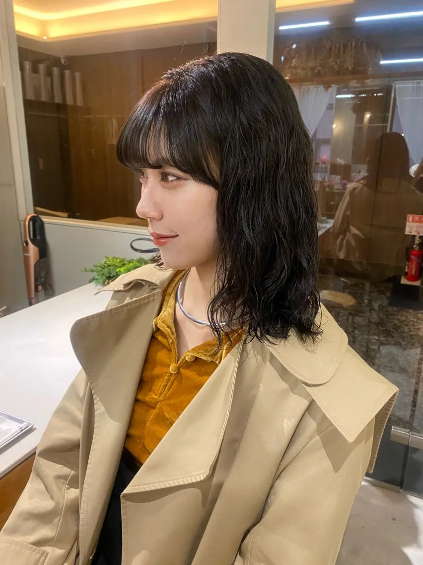 ミディアム カラー ミディアムパーマ 透明感カラー NIKO/名古屋/ 髪質改善/艶髪のヘアスタイル