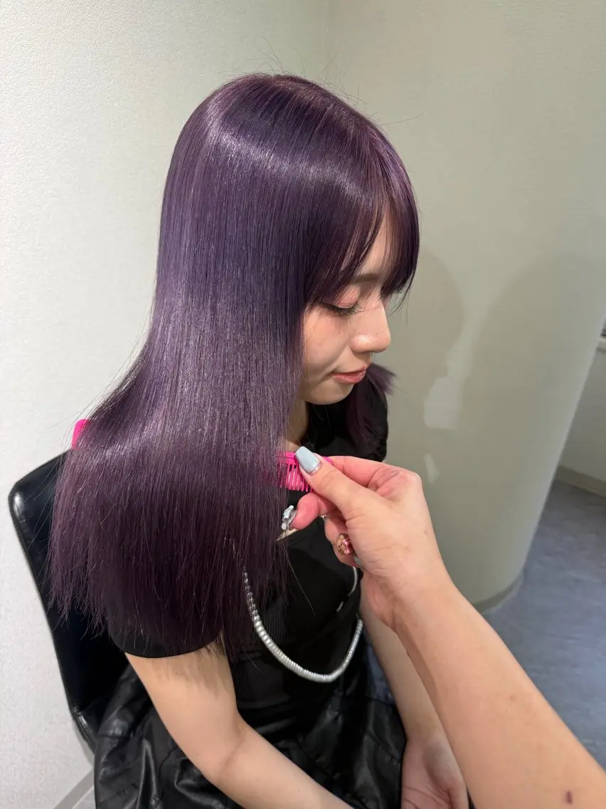 セミロング 【ピンク/ラベンダー 】mao🐩💜のヘアスタイル