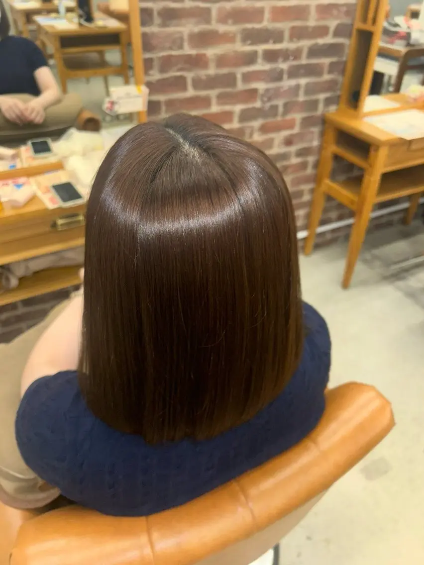 ロング カラー パーマ くせ毛 縮毛矯正 トリートメント カット 縮毛矯正 トリートメント 🌼髪質改善/透明感 艶髪タケドミのヘアスタイル