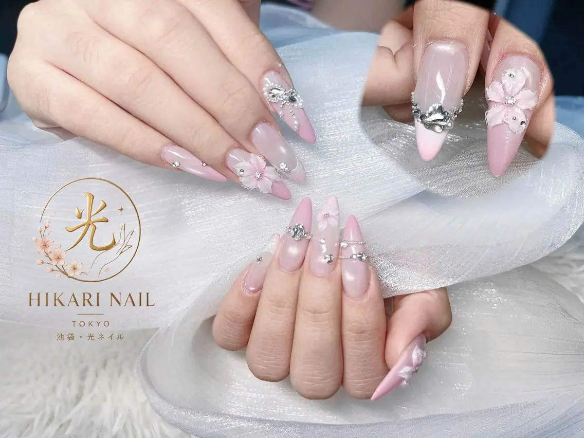 ネイル チークネイル 長さ出し フレンチネイル ガーリー ハロウィン ハンドネイル HikariNail Ikebukuroのネイルデザイン