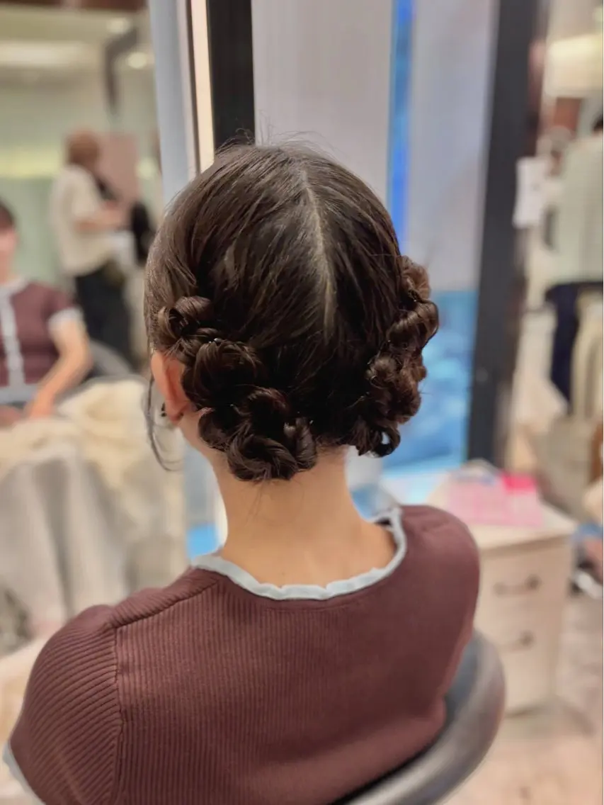 ミディアム ヘアアレンジ 結婚式・ブライダル 韓国風ヘア ヘアセット 🌸銀座No.1パー マ🌸いでいあやのヘアスタイル