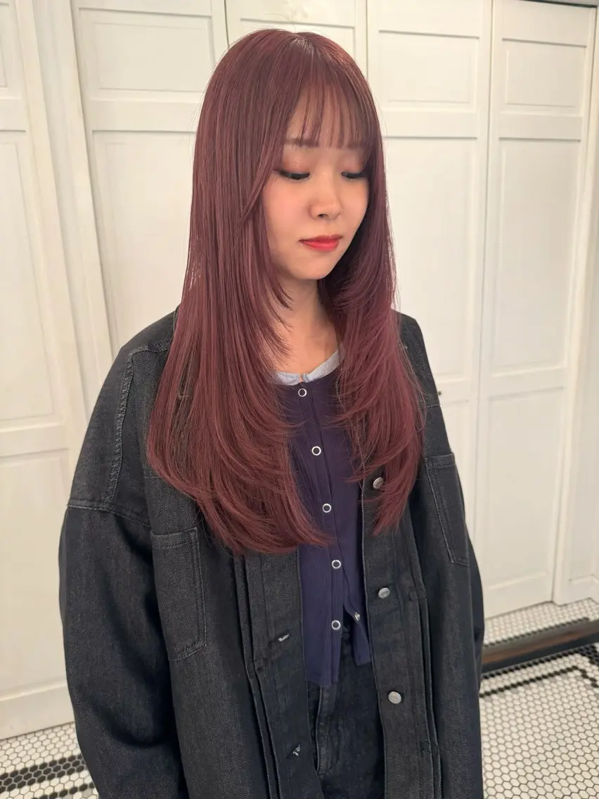ロング カラー カット ヘアカラー ブリーチカラー🎀 韓国風/寺門美優のヘアスタイル
