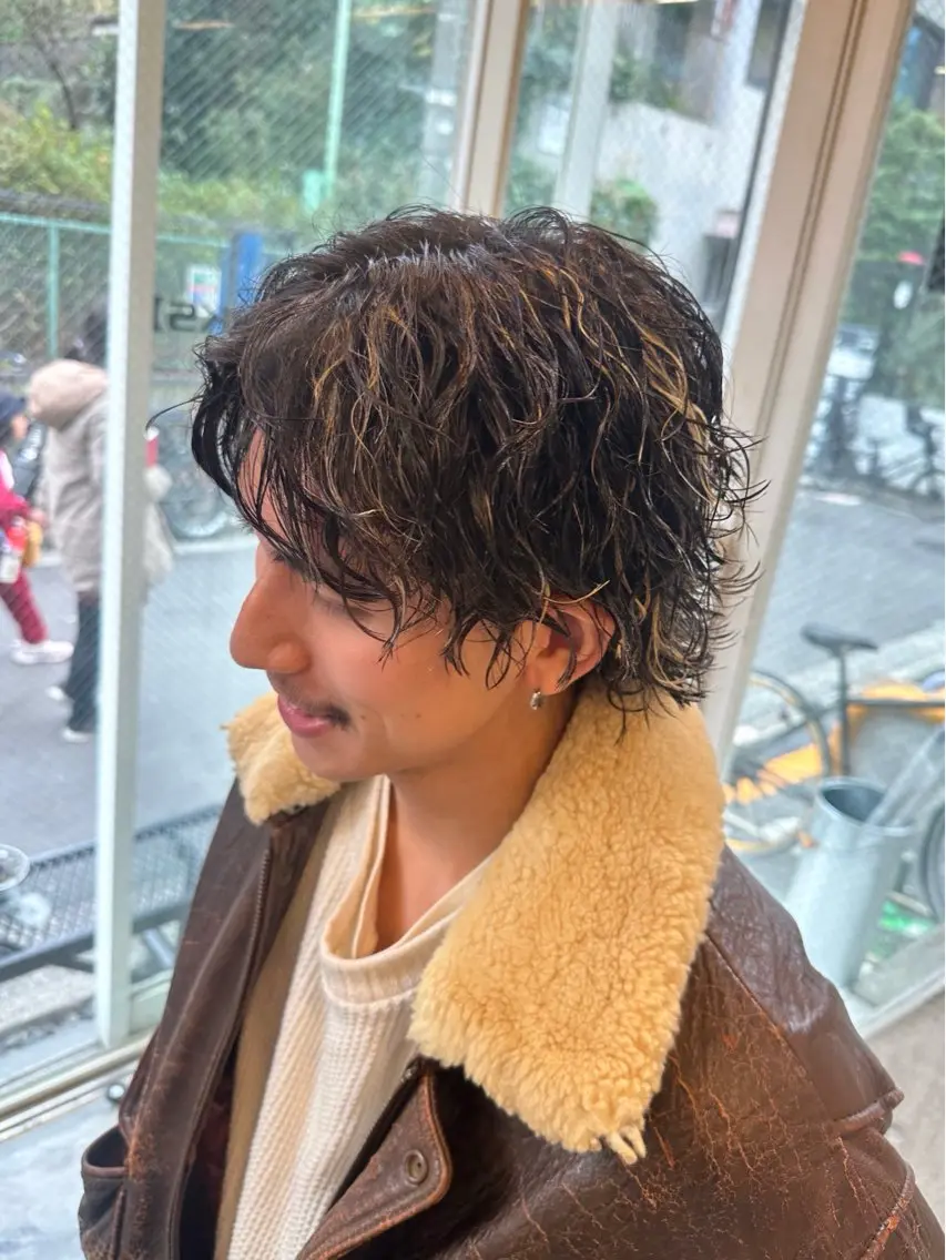 ショート パーマ メンズ メンズメッシュ メンズパーマ スパイラルパーマ カット ヘアカラー パーマ ツイスパ/メンズ パーマ/歩夢のヘアスタイル