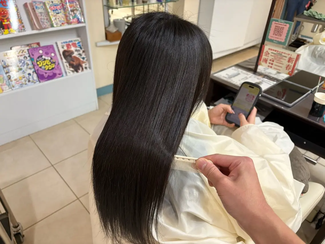 ロング カット 縮毛矯正 朝生 海都のヘアスタイル