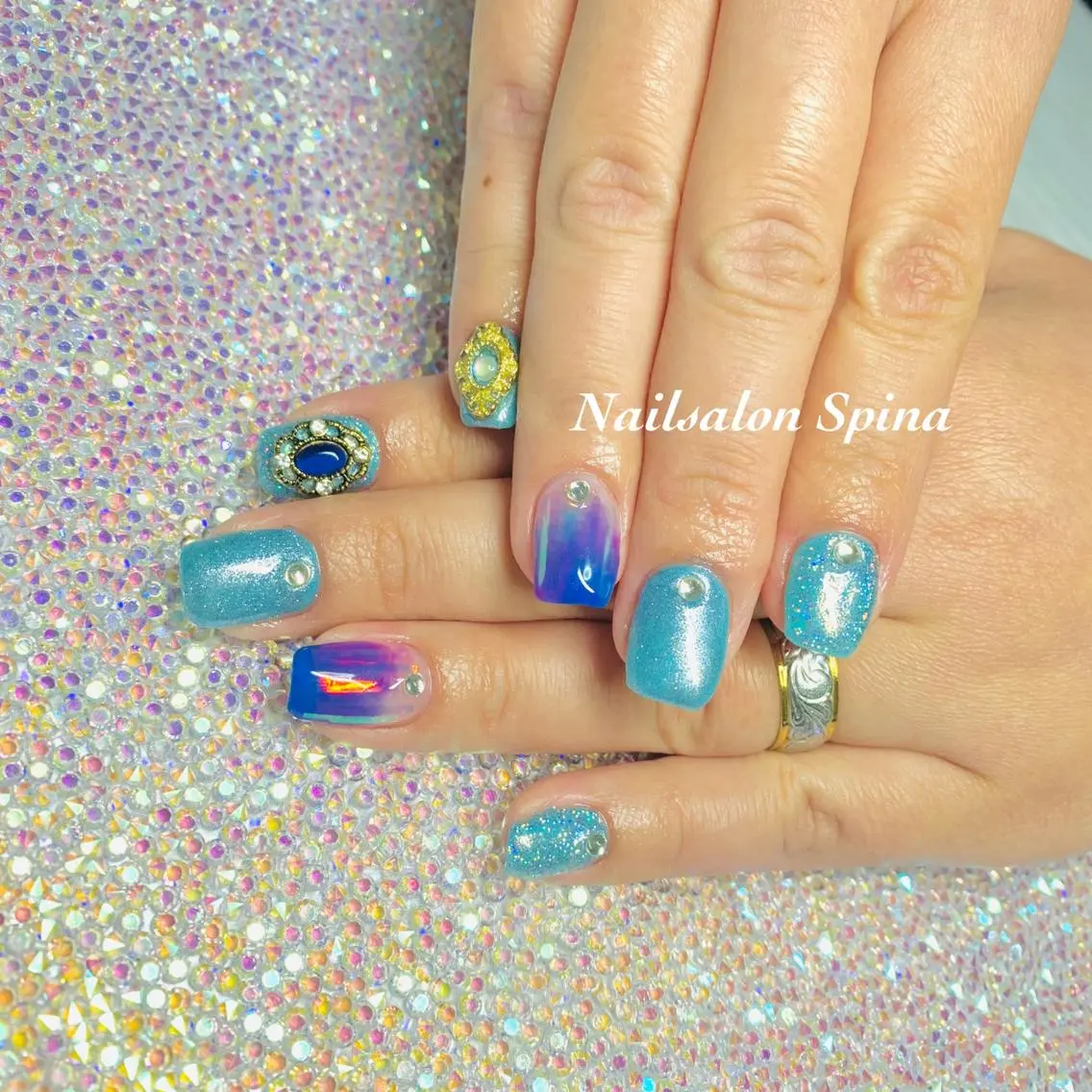 ネイル ジェルネイル パラジェル 夏ネイル Nailsalon Spina 琴美のネイルデザイン