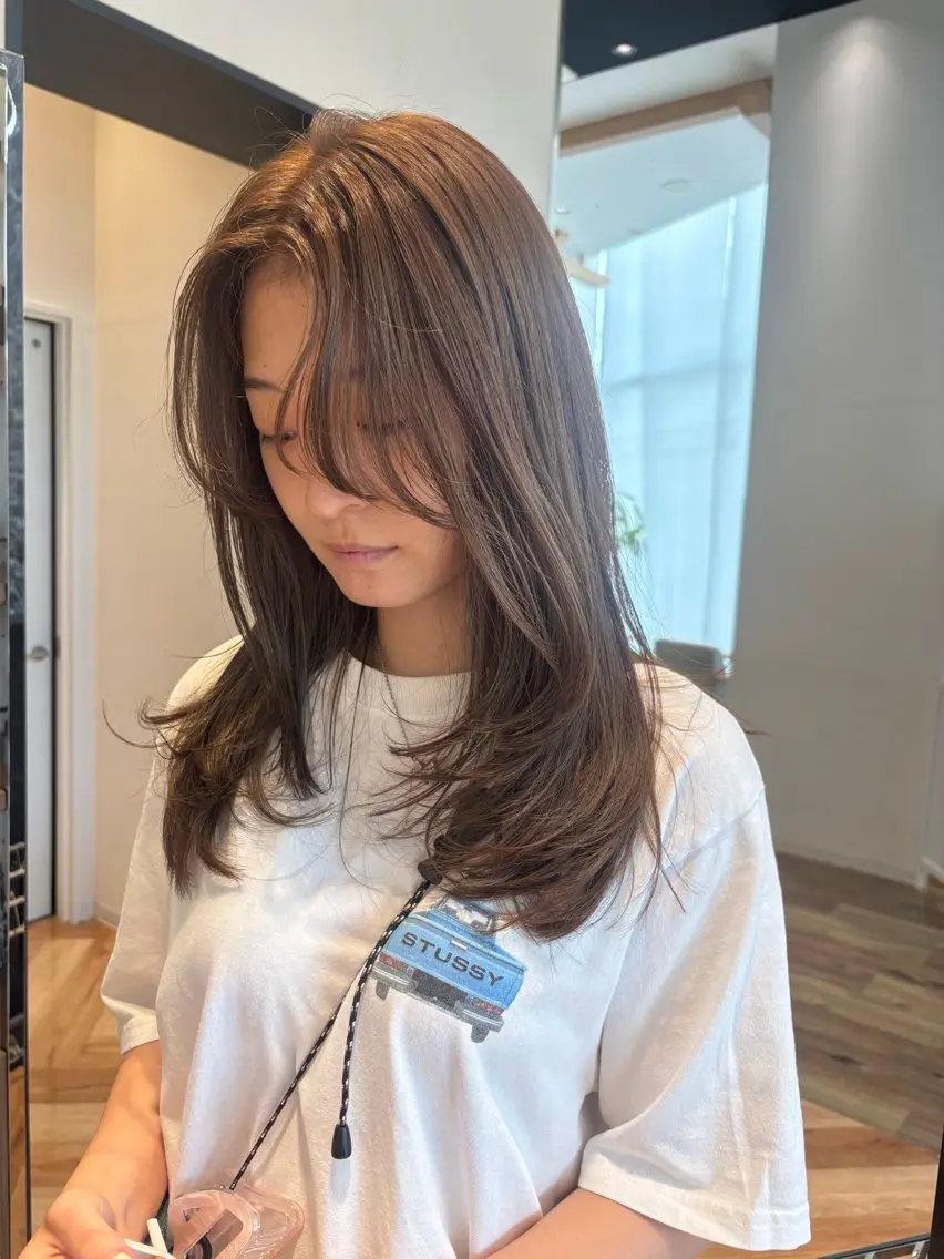 セミロング カラー ベージュカラー カット ヘアカラー トリートメント 透明感カラー/ レイヤーkotonoのヘアスタイル