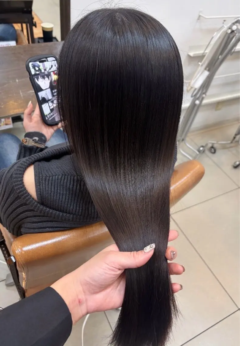 セミロング カラー 黒髪 髪質改善 トリートメント 頭皮×髪質改善 透明感カラー💎中村のヘアスタイル