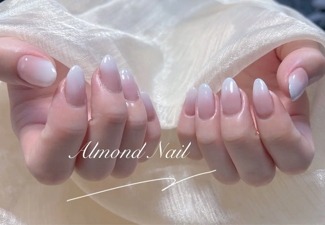 ネイル 長さ出し フラッシュネイル フットネイル フレンチネイル ジェルネイル Almond Nail 亀戸のネイルデザイン