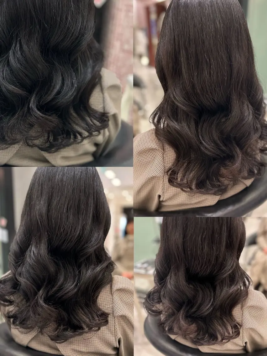 セミロング パーマ カット パーマ 韓国っぽ水光肌カラー マンツーマン🫧なおのヘアスタイル